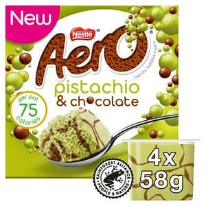 Aero 4 x 58g Pistachio & Chocolate Bubbly Mousse
