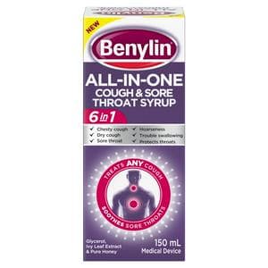 Benylin 150ml All in One Cough & Sore Throat Syrup