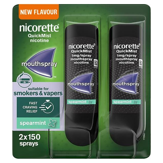 Nicorette Quickmist 2 x Quit Vaping Aid Spearmint Mouthspray Pack - gallery image 1