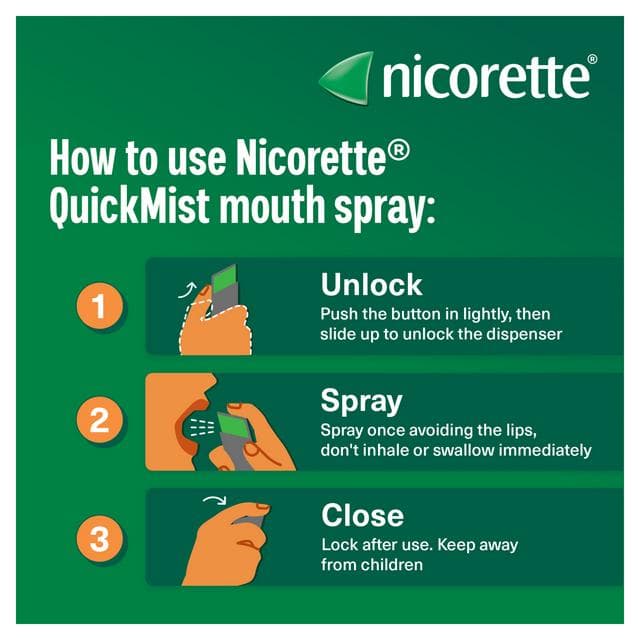 Nicorette Quickmist 2 x Quit Vaping Aid Spearmint Mouthspray Pack - gallery image 4