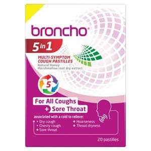 Broncho 20 x 5 in 1 Multi Symptom Cough Pastilles
