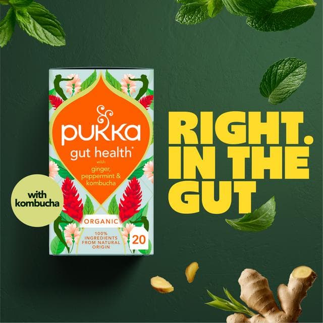 Pukka 20 x Organic Gut Health Ginger, Mint & Kombucha Herbal Tea Bags - gallery image 2
