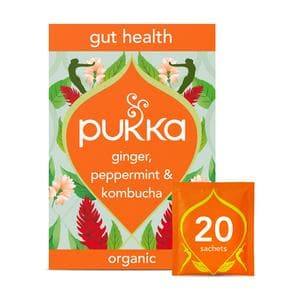Pukka 20 x Organic Gut Health Ginger, Mint & Kombucha Herbal Tea Bags