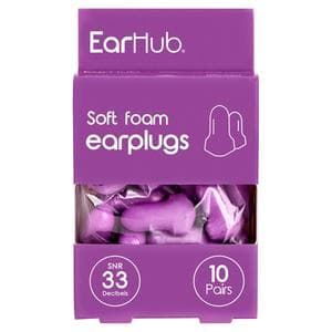 EarHub 10 x Purple Soft Foam Earplugs Pairs