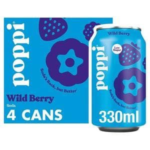 Poppi 4 x 330ml Wild Berry Soda Cans