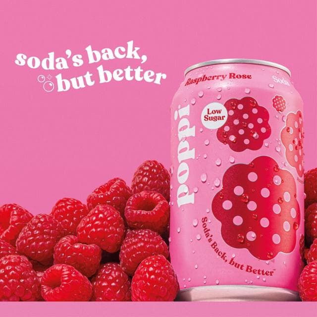Poppi 4 x 330ml Raspberry & Rose Soda Cans - gallery image 3