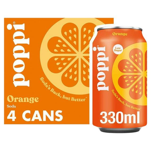Poppi 4 x 330ml Orange Soda Cans - gallery image 1