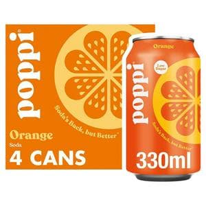 Poppi 4 x 330ml Orange Soda Cans