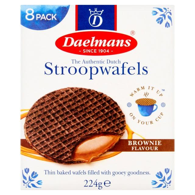 Daelmans 8 x Brownie Flavour Stroopwafels 224g - gallery image 1