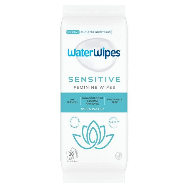 WaterWipes 28 x Sensitive Fragrance Free Feminine Wipes - gallery image 1