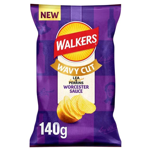 Walkers Wavy 140g Worcester Sauce Ridged Sharing Crisps - gallery image 1