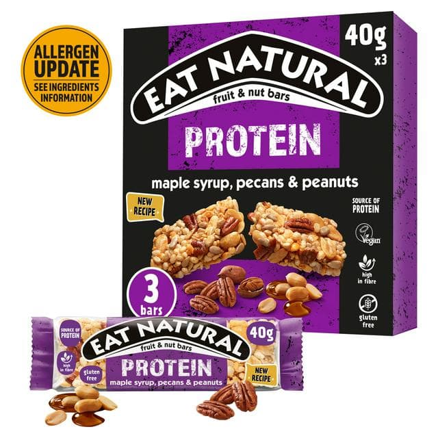 Eat Natural Protein 3 x 40g Maple Syrup, Pecans & Peanuts Multipack Bars - gallery image 1