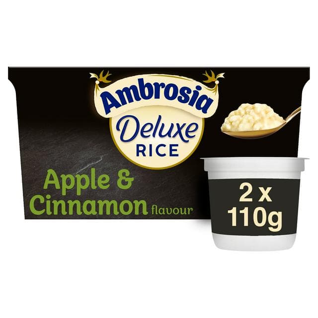 Ambrosia Deluxe 2 x 110g Apple & Cinnamon Rice Pudding Dessert Snack Pots - gallery image 1