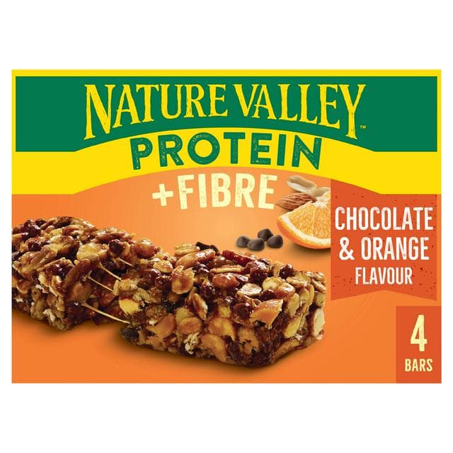 Nature Valley 4 x 36g Protein + Fibre Chocolate & Orange Flavour Bars - gallery image 1