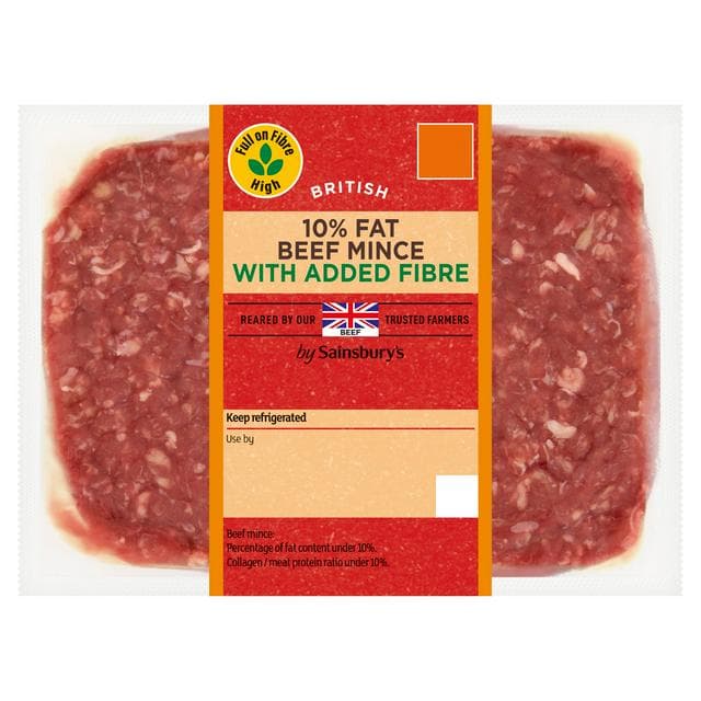 Sainsbury's 500g 10% Fat High Fibre Beef Mince - gallery image 1