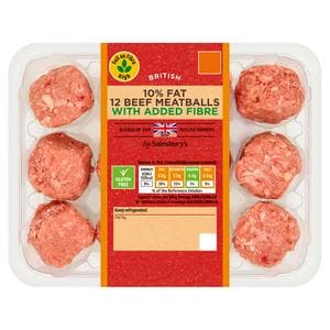 Sainsbury's 360g 10% Fat High Fibre Beef Meatballs