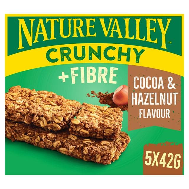 Nature Valley 5 x 42g Crunchy + Fibre Cocoa & Hazelnut Flavour Bars - gallery image 1