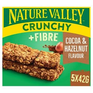 Nature Valley 5 x 42g Crunchy + Fibre Cocoa & Hazelnut Flavour Bars