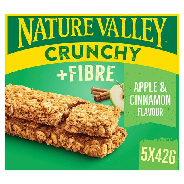Nature Valley 5 x 42g Crunchy + Fibre Apple & Cinnamon Flavour Bars - gallery image 1