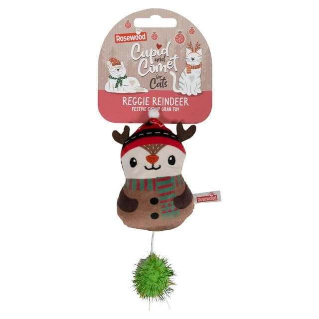 Rosewood Cupid & Comet Reggie Reindeer Festive Catnip Grab Cat Toy - gallery image 1