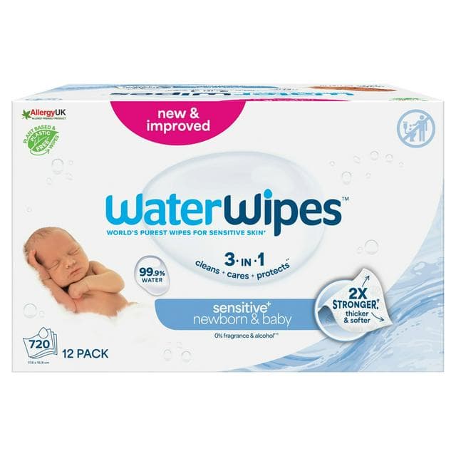 WaterWipes Sensitive+ 720 x Unscented Newborn & Baby Wipes - gallery image 1