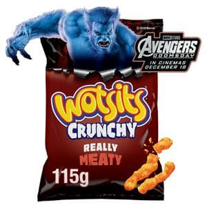 Walkers Wotsits Crunchy 115g Really Meaty Corn Puffs Sharing Snacks