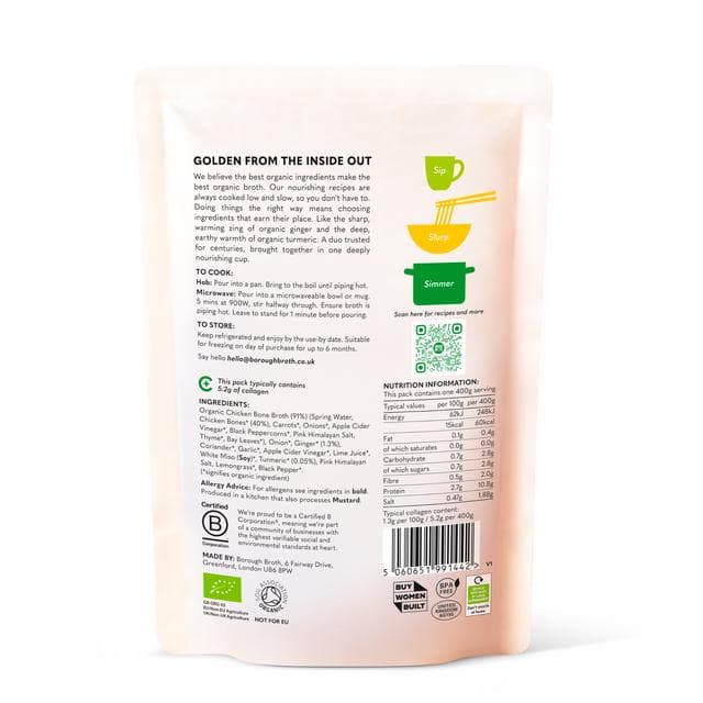 Borough Broth 400g Chicken Ginger + Turmeric Organic Bone Broth Soup - gallery image 3