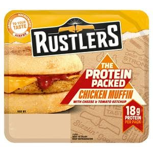 Rustlers 154g The Protein Packed Chicken Muffin with Cheese & Tomato Ketchup