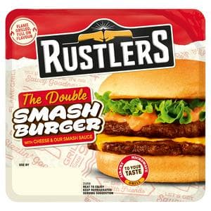 Rustlers 145g The Double Smash Burger with Cheese & Our Smash Sauce