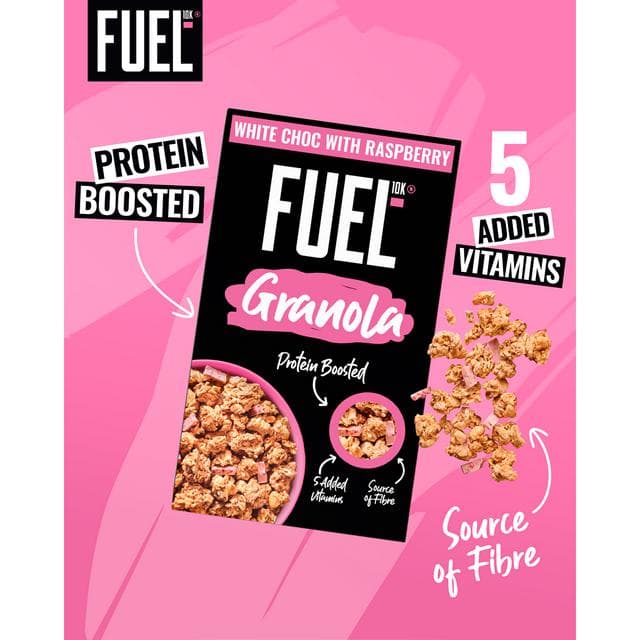 FUEL 10K 400g White Chocolate with Raspberry Protein Granola Breakfast Cereal - gallery image 2