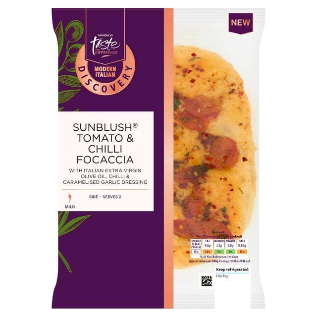 Sainsbury's Discovery 205g Sunblush Tomato & Chilli Focaccia, Taste the Difference - gallery image 1
