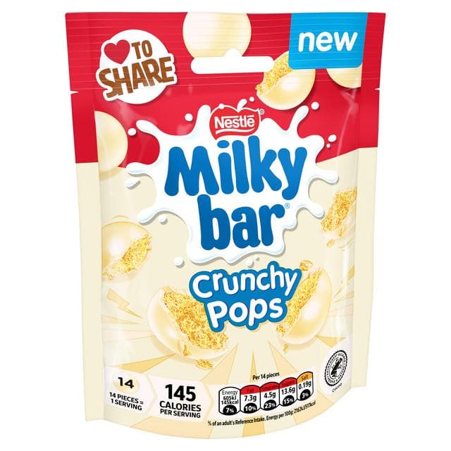 Nestle Milkybar Crunchy Pops 90g White Chocolate Sharing Bag - gallery image 2