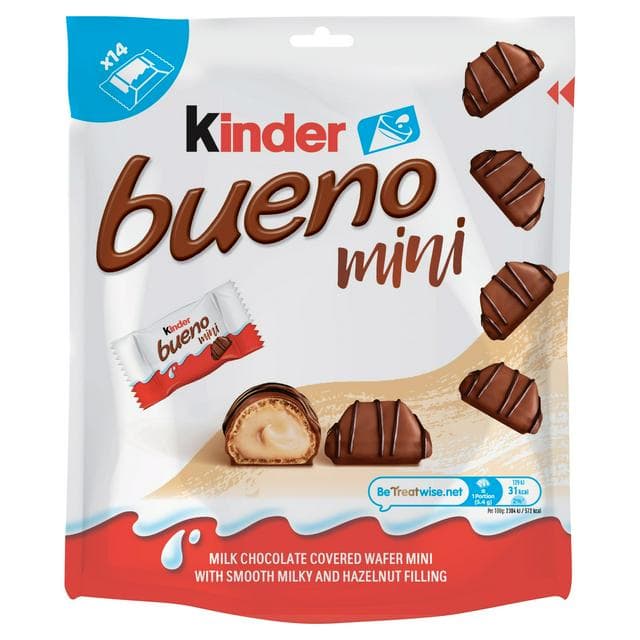 Kinder 14 x Bueno Mini Small Chocolate Pouch 75.6g - gallery image 1