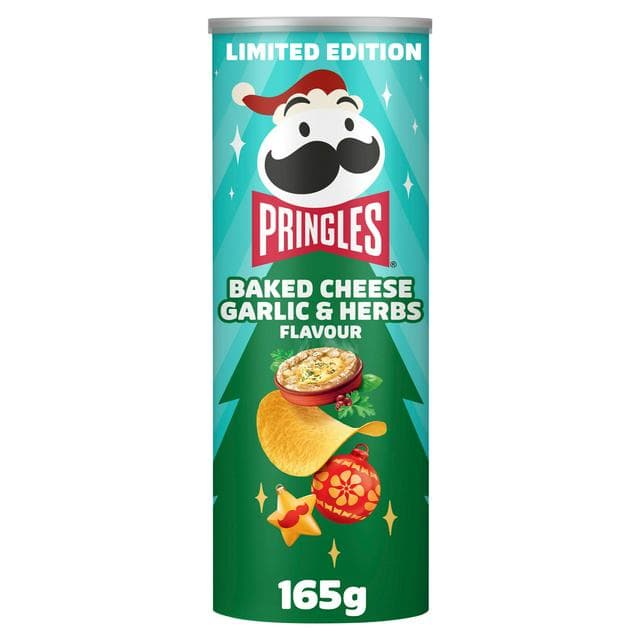 Pringles Baked 165g Cheese Garlic & Herbs Flavour Sharing Crisps - gallery image 1