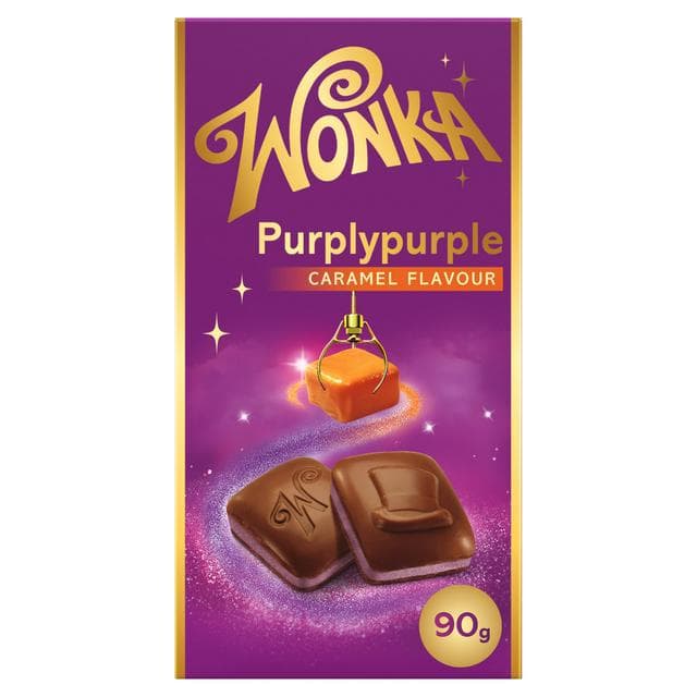 Wonka 90g Purplypurple Milk Chocolate & Caramel Flavour Block - gallery image 1