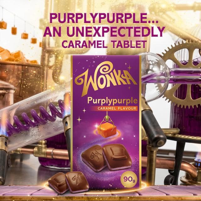 Wonka 90g Purplypurple Milk Chocolate & Caramel Flavour Block - gallery image 3