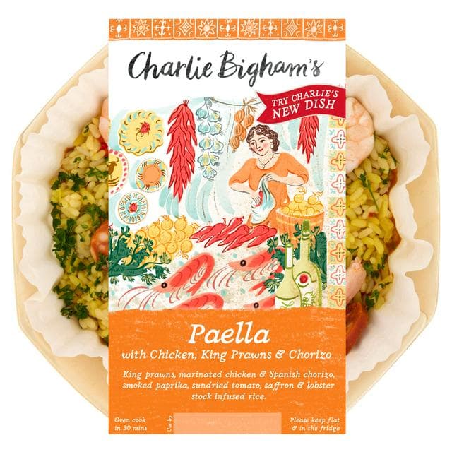 Charlie Bigham's 400g Paella with Chicken, King Prawns & Chorizo - gallery image 1