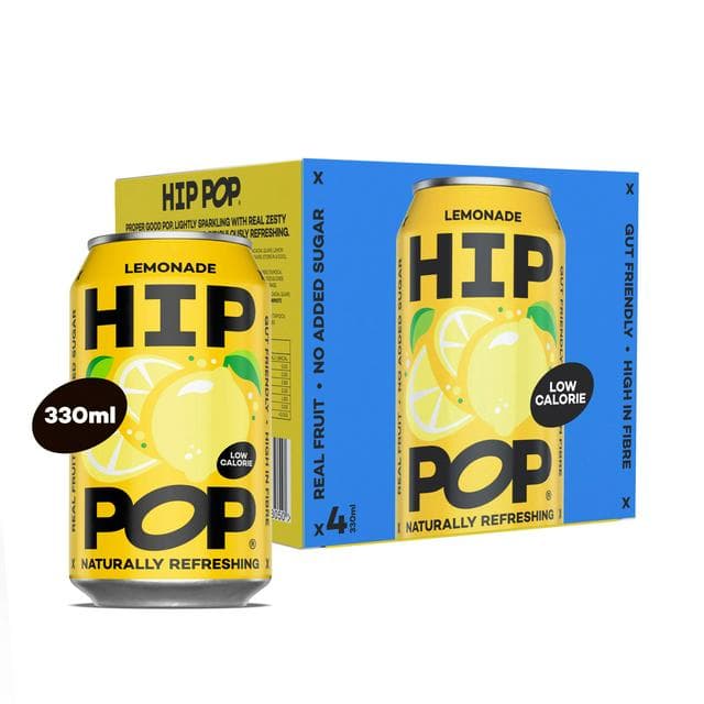 Hip Pop 4 x 330ml Yellow Sun Lemonade Cans - gallery image 1
