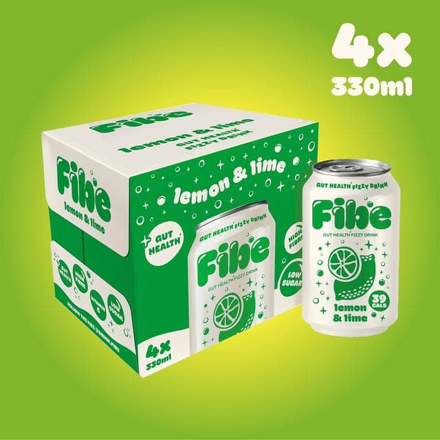 Fibe 4 x 330ml Lemon & Lime Gut Health Fizzy Drink - gallery image 5