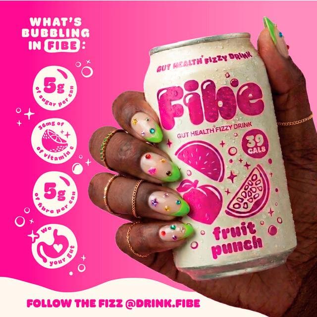 Fibe 4 x 330ml Fruit Punch Gut Health Fizzy Drink - gallery image 2