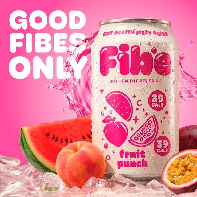 Fibe 4 x 330ml Fruit Punch Gut Health Fizzy Drink - gallery image 3