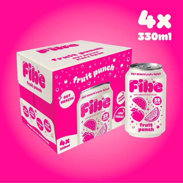 Fibe 4 x 330ml Fruit Punch Gut Health Fizzy Drink - gallery image 4