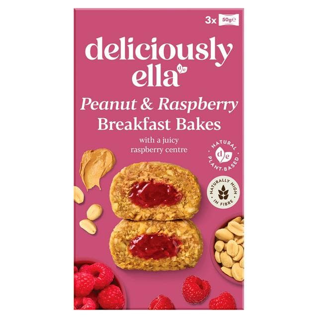 Deliciously Ella 3 x Peanut & Raspberry Multipack Breakfast Bakes 150g - gallery image 1