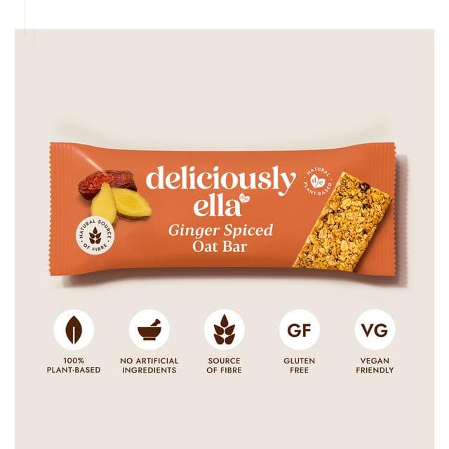 Deliciously Ella 3 x 50g Ginger Spiced Oat Bars - gallery image 2