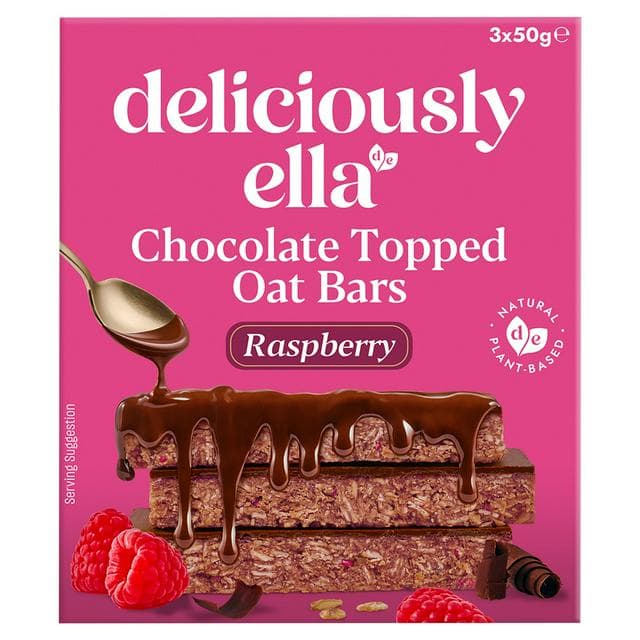 Deliciously Ella 3 x 50g Raspberry Chocolate Topped Multipack Oat Bars - gallery image 1