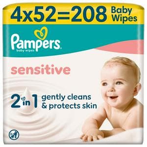 Pampers Sensitive 208 x Plastic Free Baby Wet Wipes