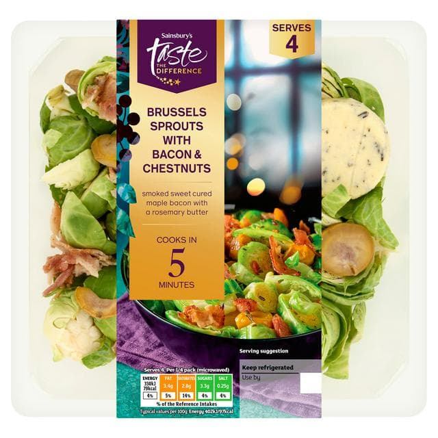 Sainsbury's 350g Brussels Sprouts & Bacon, Taste the Difference - gallery image 1
