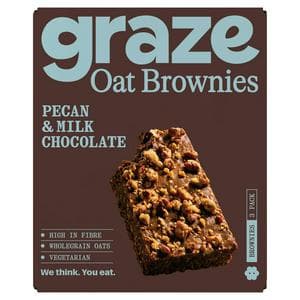 Graze 3 x 45g Pecan & Milk Chocolate Multipack Oat Brownies