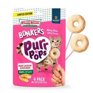 Krispy Kreme Bonkers 4 x Purrpops Chicken Flavored Freeze Dried Lollipop Cat Treats