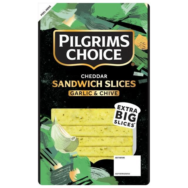 Pilgrims Choice 150g Garlic & Chive Cheddar Sandwich Slices - gallery image 1